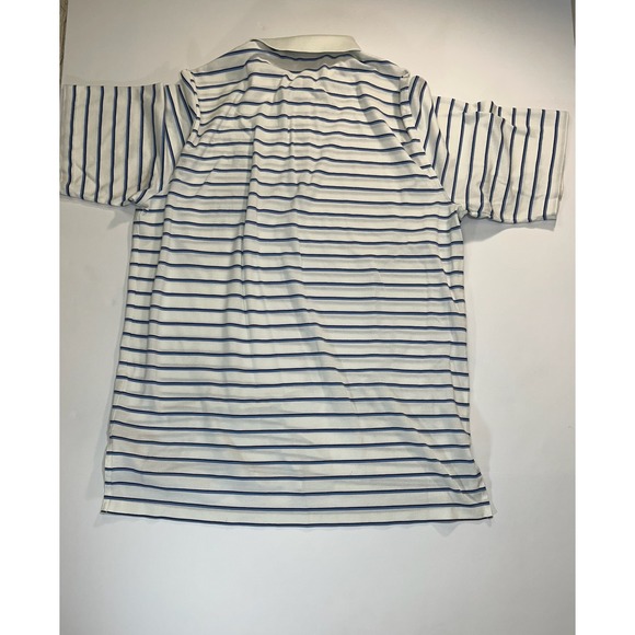 Polo Golf Ralph Lauren Mens XL White Blue Striped Pima Cotton Polo Shirt - Picture 2 of 4
